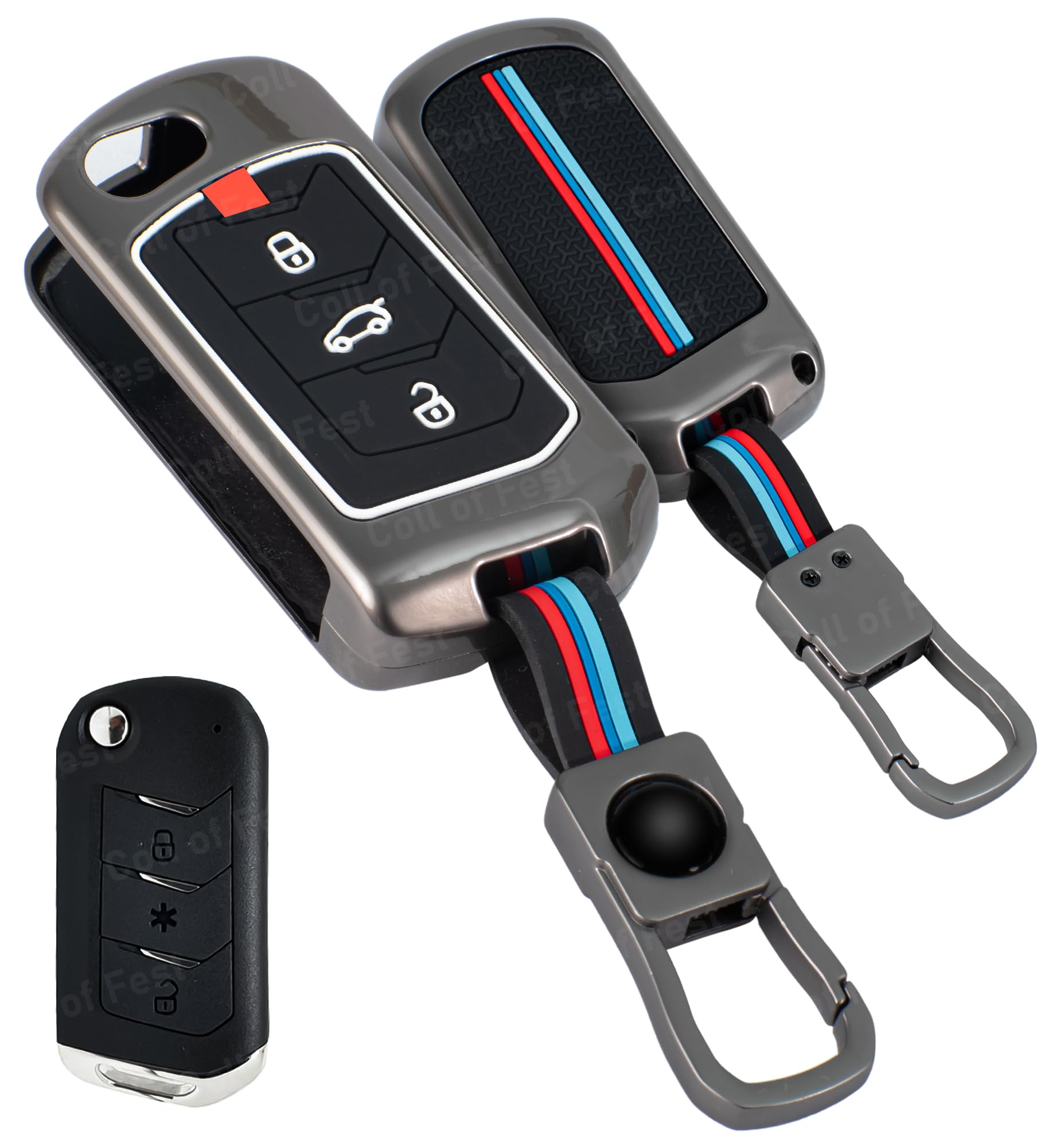 Coll of Fest Car Key Cover Compatible with Mahindra Scorpio, Marazzo | Xuv 300, Xuv 700 | Xuv 400 Ev | Bolero | Thar | Tuv 3-Button Smart Flip Key