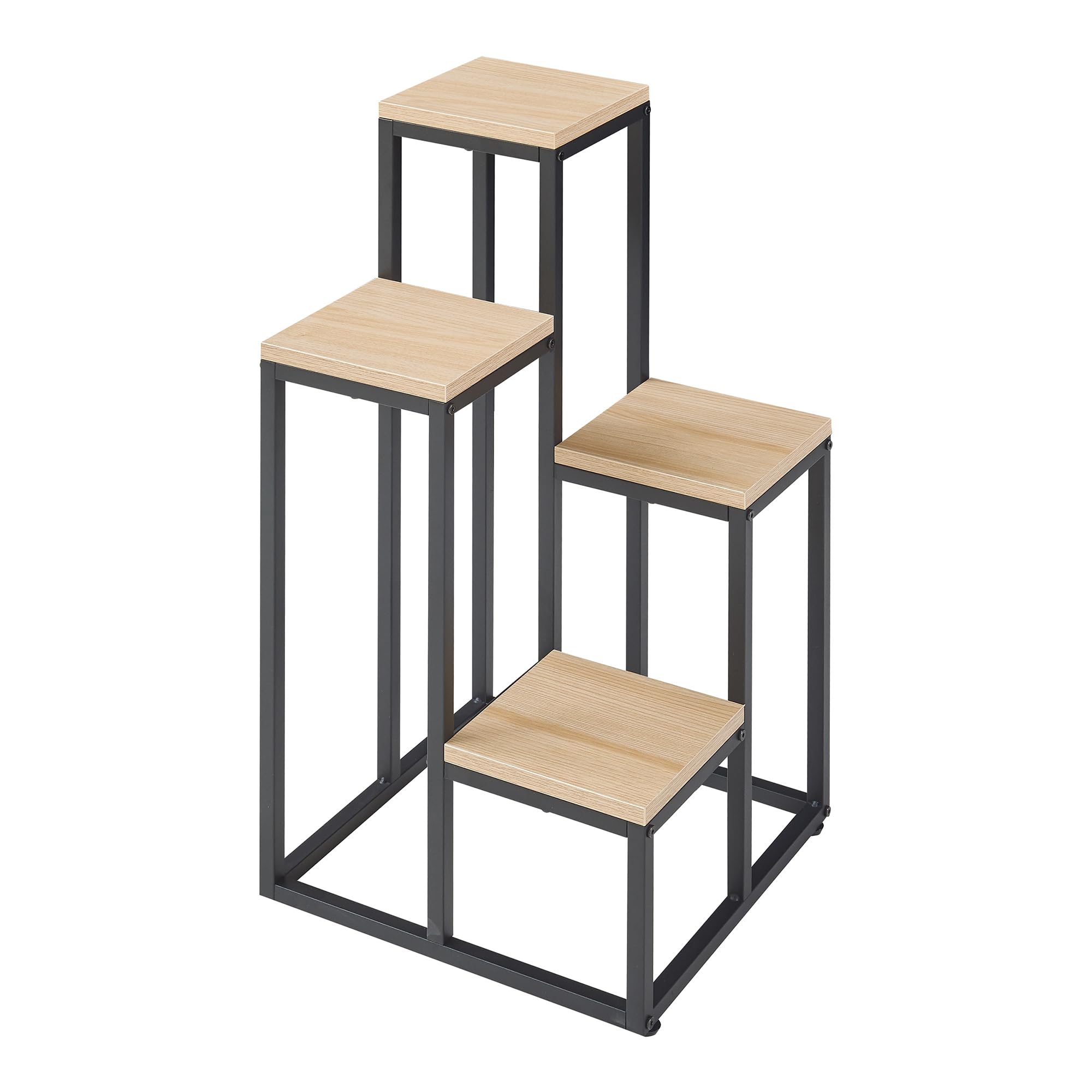 [en.casa] Scaffale Porta Piante a Gradoni Mobile Espositore per Vasi Fiori con 4 Ripiani a Diverse Altezze Supporto Piante a 4 Livelli 67 x 34 x 34 cm - Nero / Effetto Rovere