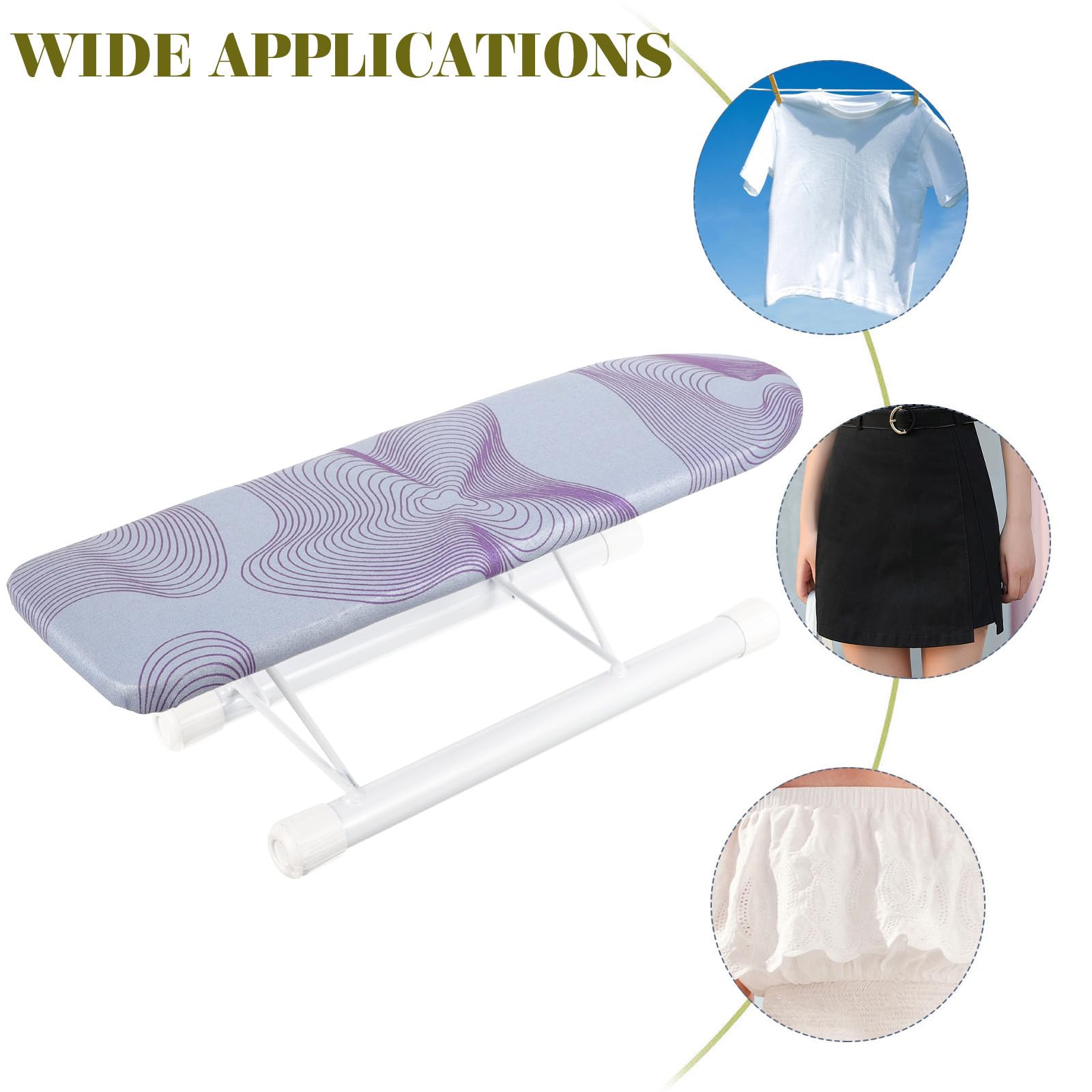 Abaodam Asse da Stiro da Viaggio Pieghevole in Metallo Rivestimento, Facile da Trasportare e Riporre, per Stirare Camicie e Pantaloni a Casa in Camera