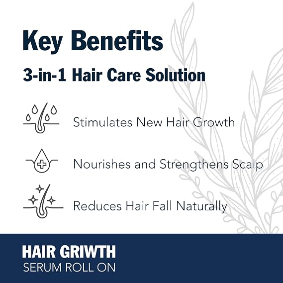 Redensyl Hair Growth Serum Roll On 3% Rosemary, 3% Redensyl, DHT-Blocking Scalp Serum for Thicker, Fuller Hair For Women & Men (30 ml)