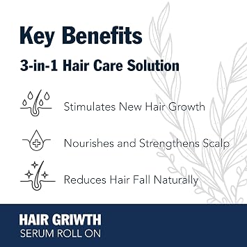 Redensyl Hair Growth Serum Roll On 3% Rosemary, 3% Redensyl, DHT-Blocking Scalp Serum for Thicker, Fuller Hair For Women & Men (30 ml)