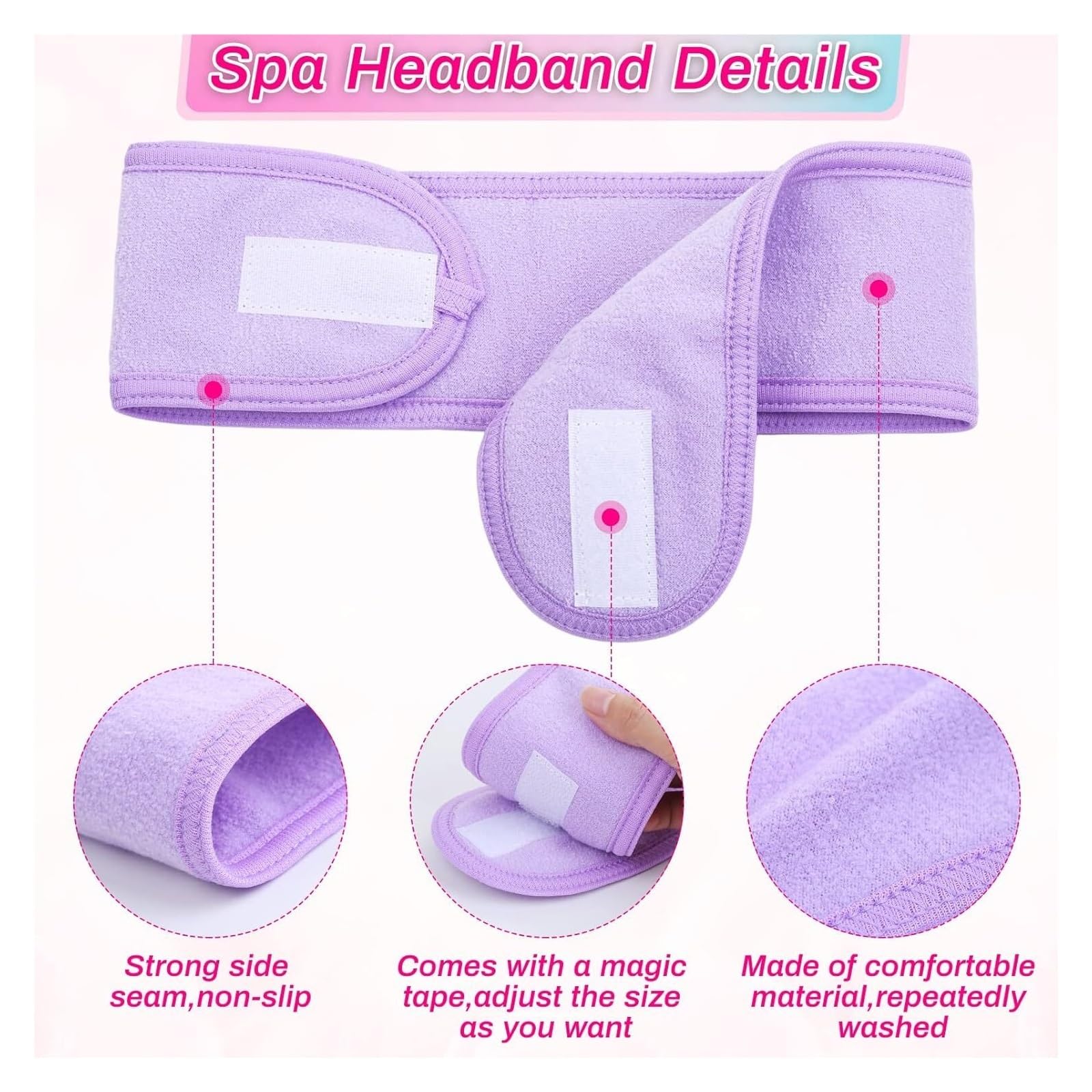 Fascia for capelli, fascia for capelli spa, fascia for il sudore, fascia for la testa, fascia for capelli, asciugamano, antiscivolo, elastica, lavabile, for il trucco, for il lavaggio del viso (6 pezz