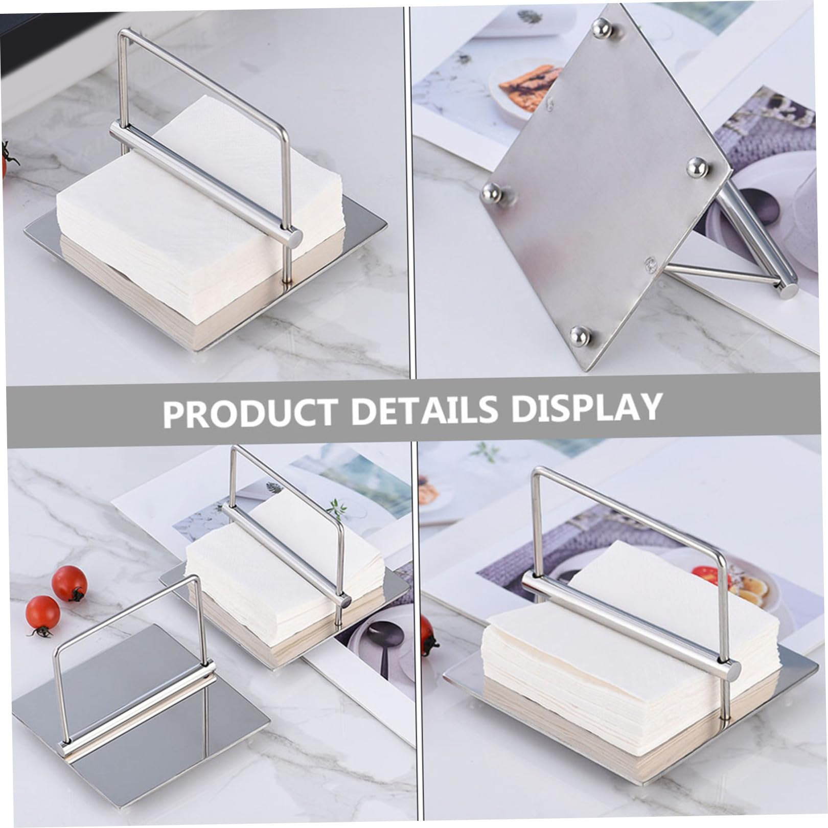 Servilletero de Acero Inoxidable Plateado Moderno Superficie Atractiva, Soporte para Servilletas Grandes y Papel de Cocina, Antideslizante y Conveniente para Restaurante
