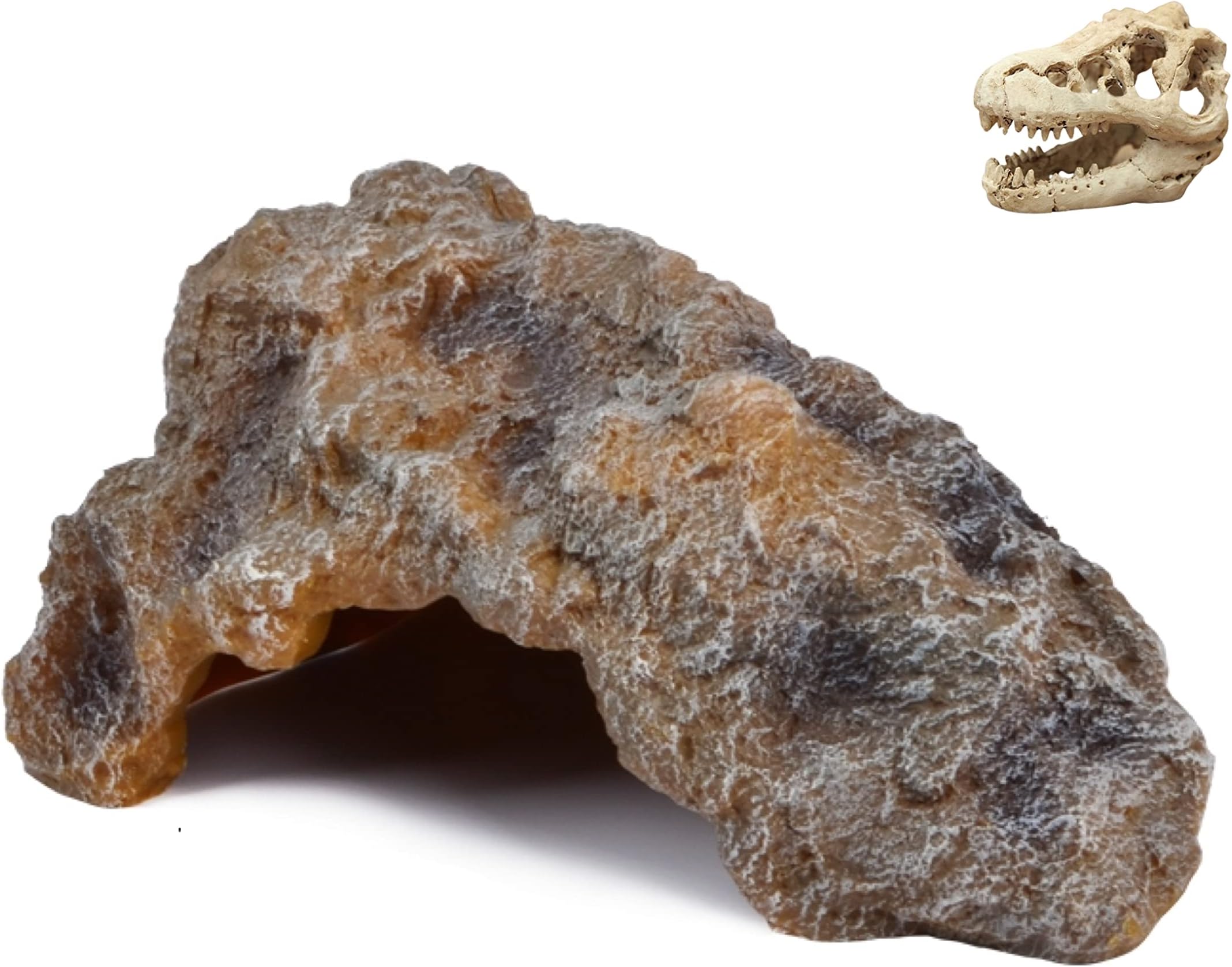 Reptile hideouts Come with Dinosaur Skull Hideout, Reptile Rock Reptile Cave Hideout Habitat Decor Ornament Shelter for Snake Geckos Lizards Bearded Dragon Turtle Snake Amphibians (Big)