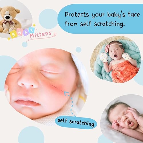 Miniatura 3 de RATIVE Manoplas de bebé de algodón orgánico antiarañazos para recién nacidos de 0 a 6 meses Esenciales para bebés imprescindibles para niños y niñas