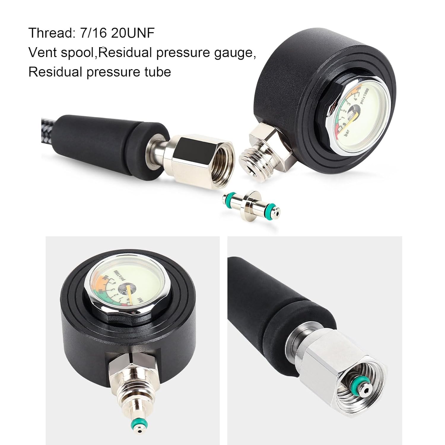 Diving Pressure Gauge, High Accuracy Diving Pressure for Underwater (80cm)