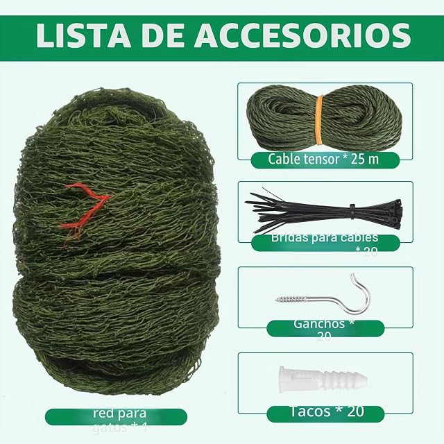Foto 3 de 6 de Tatamiyya Red para Gatos Reforzada，8X 3 m Red para Gatos Terraza ，Malla Protectora Balcon Robusta