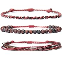 Vista 302 de Handmade Natural Stone Beaded Healing Bracelet Gift for Men Adjustable Rope String Bracelet (picasso jasper, Adjustable)