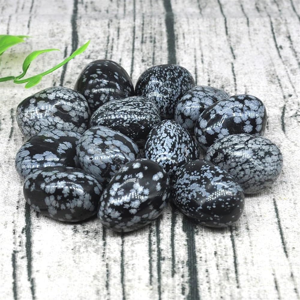 AtkitS Natural Natural Round Snowflake Obsidian Bulk Tumbled Stone Gravel Specimen Healing Crystals Minerals Gemstone Aquarium Home Decoration (Size : 200g)