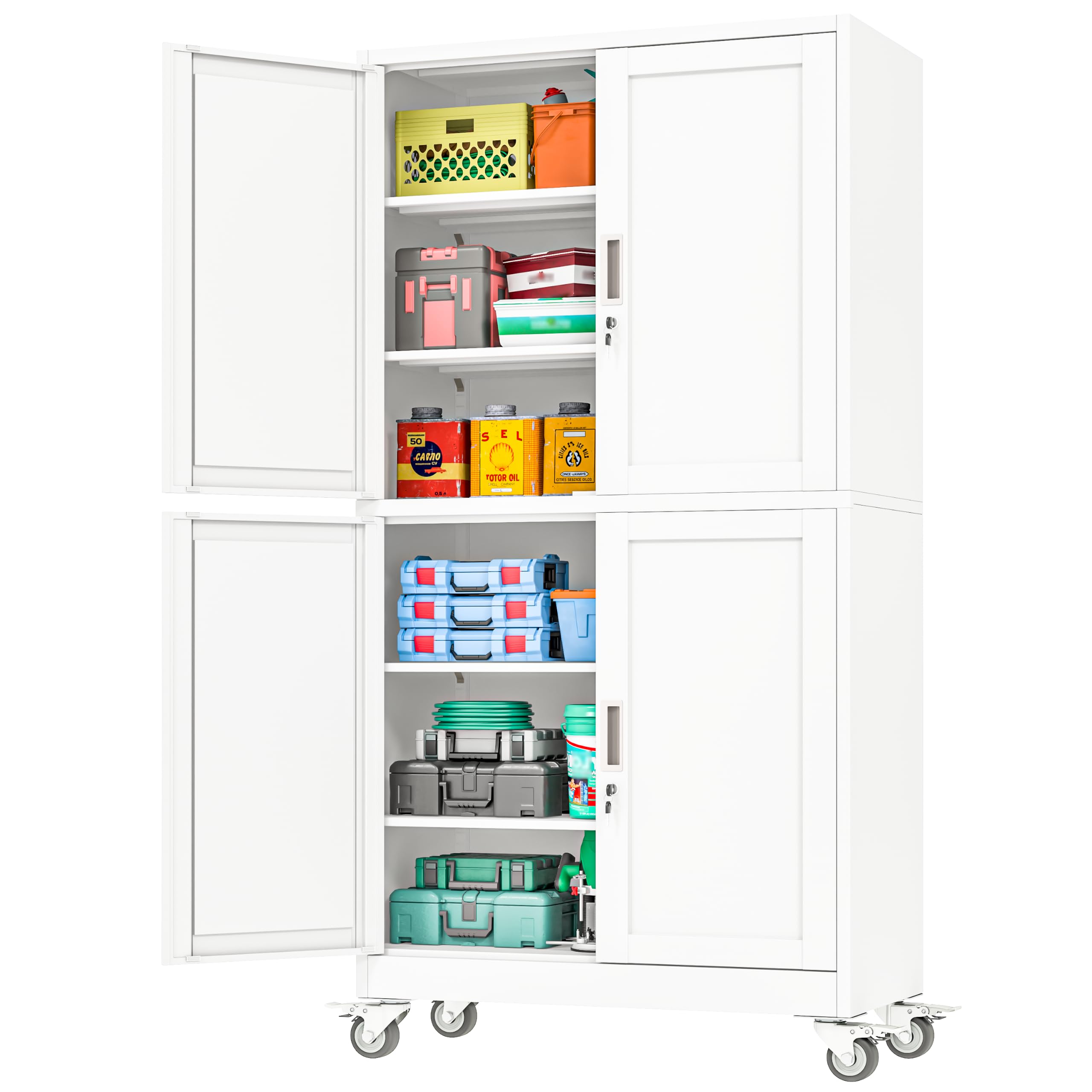 PAOFIN Metal Garage Storage Cabinet with Locking Doors and Adjustable Shelf