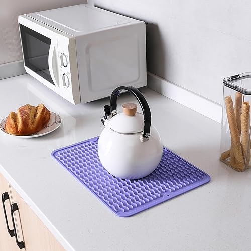 Miniatura 734 de Tapete de silicona para secado de platos para múltiples usos, fácil de limpiar, ecológico, resistente al calor, tapete de silicona para encimera