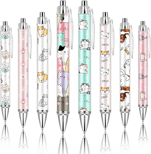 8 bolígrafos para mujeres y niñas, bolígrafos de escritura de 0.039 in de tinta negra, bolígrafos de escritura suave de punta fina para diario,