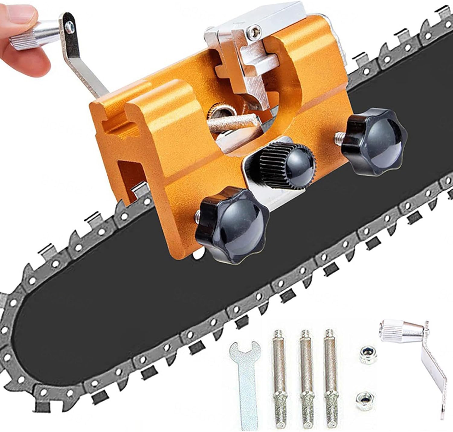 Chainsaw Sharpening Tool Kit Chainsaw Sharpener Jig Kit Portable Chain Saw Sharpener Hand Crank Chainsaw Chain Sharpener for DIY Lumberjack, Garden Worker
