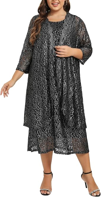 Womens Plus Size 2 Piece Mother of The Bride Dress Formal Evening Jacket Set Mother Gifts Special Occasion Party Dresses