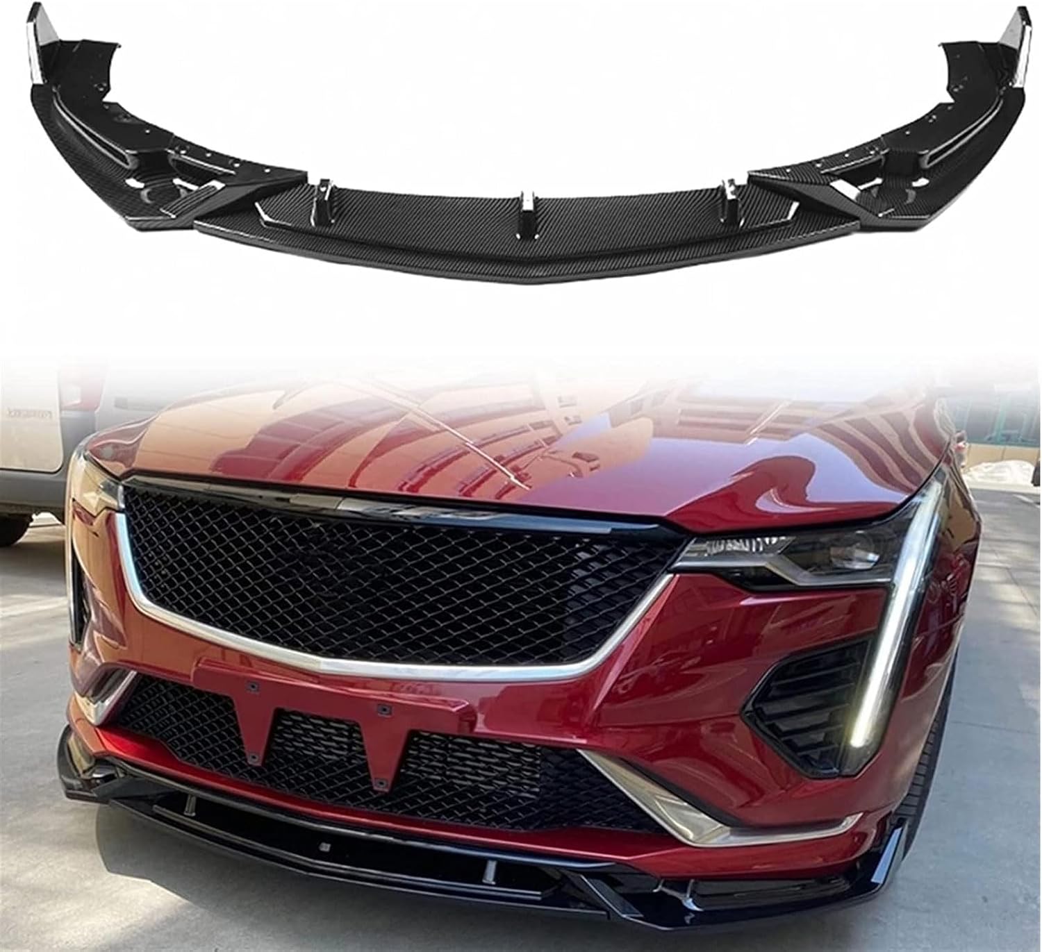 Car Front Bumper Air Dams for Cadillac CT4 2020-2021,Splitter Fit Lower Chin Spoiler Lower Valance Panel Splitter Fit Protection Body Kit
