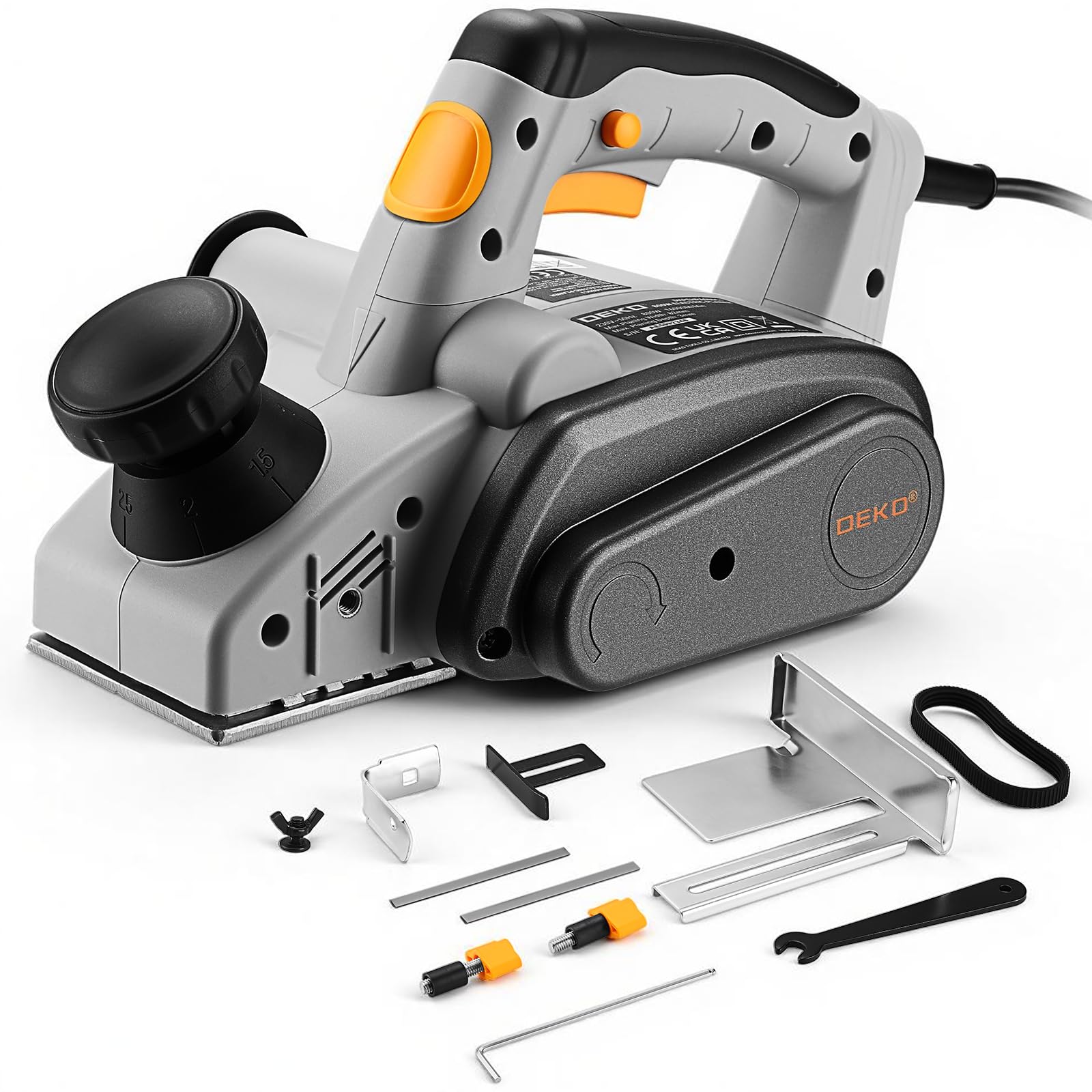 DEKOPRO Cepilladora Eléctrica con Cable 800W, 16000 RPM, Ancho 82mm, Profundidad 3mm, Herramienta para Carpintería, Biselado y Trabajos de Bricolaje