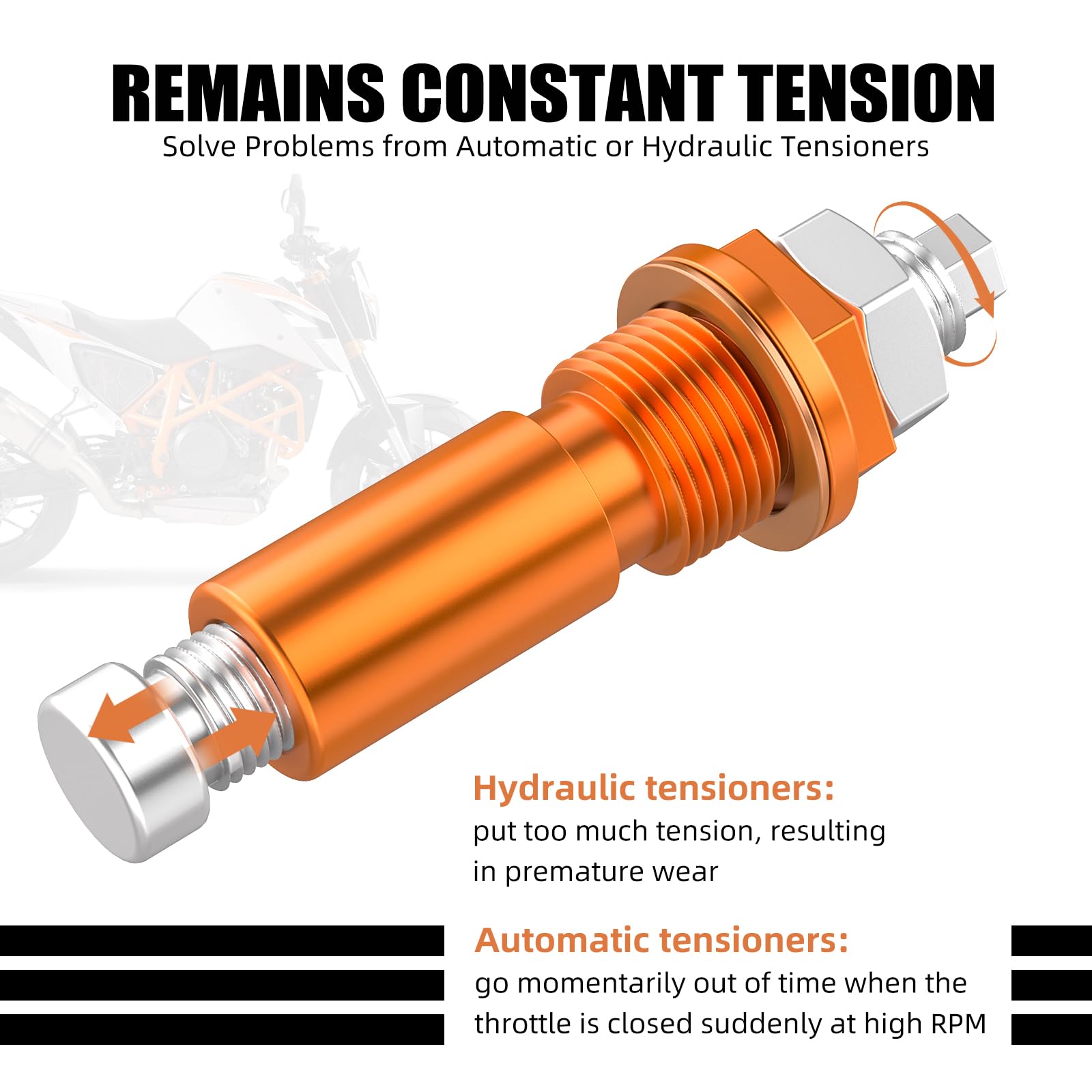 NICECNC Orange Motorrad Motor Steuerkettenspanner Compatible with Husqvarna 701 Supermoto/Enduro 2016-2017, Compatible with 690 Supermoto/SMC/Duke/Duke R 2007-2017, Siehe Ausstattungen