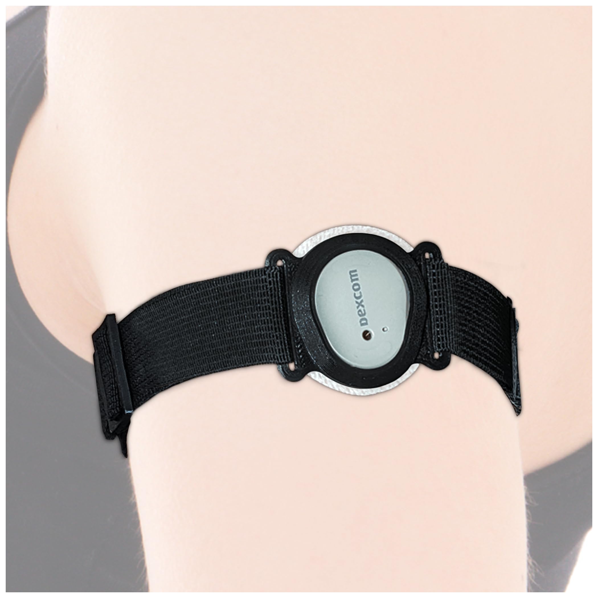 DiaBrothers® Fixierband für Dexcom G7 Sensor | Wasserfest & flexibel | Sicherer Halt & Schutz | Verstellbares Armband - Halter: schwarz - Armband: schwarz - Größe: M (25-35 cm)