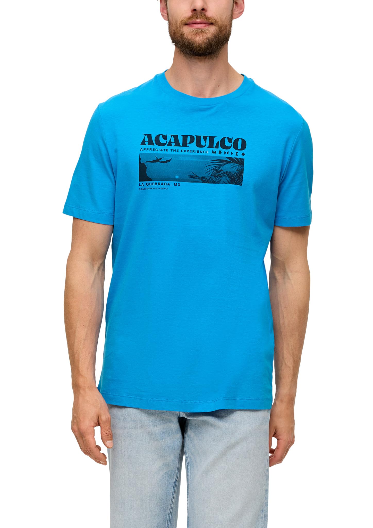 s.Oliver Baumwoll-T-Shirt mit frontseitigem Artwork-Print