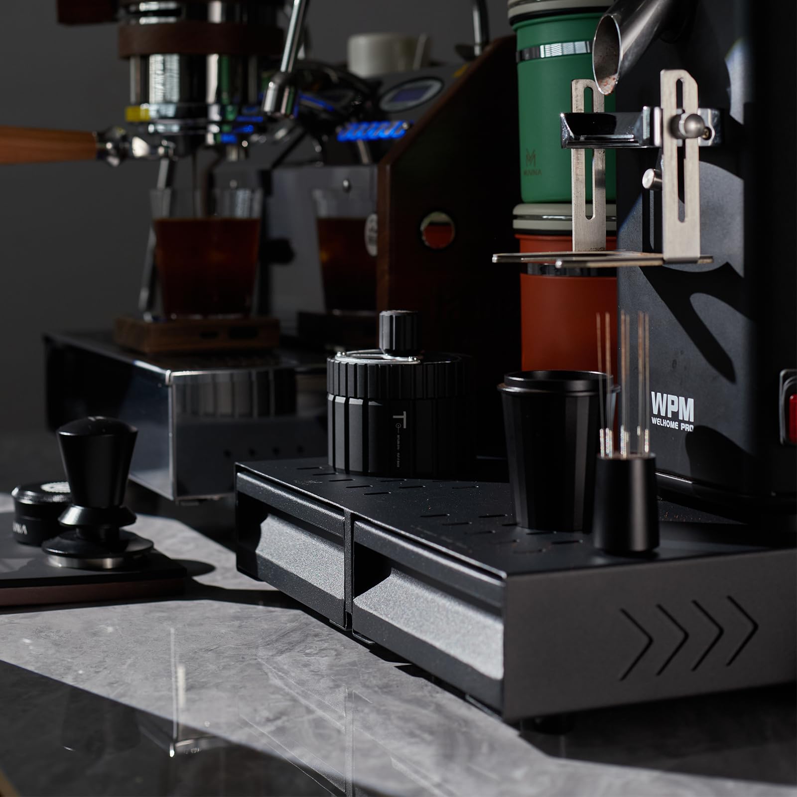 Amazon.com: MUVNA Espresso Bar Knock Box, Double Drawer Metal