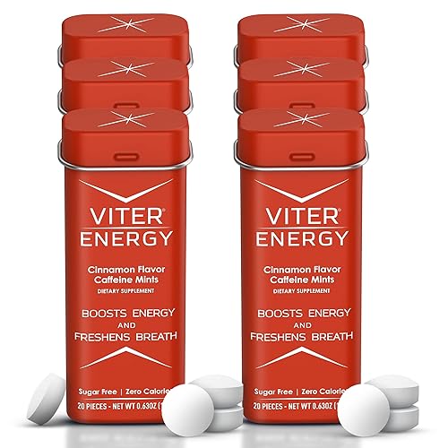 Viter Energy Caffeine Mints (120 Pieces) - 40mg Caffeine, Sugar
