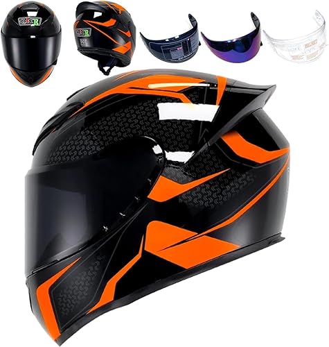 HTLNUZD Casco de motocicleta de cara completa, cascos de motocross con Pinlock compatible con viseras transparentes y tintadas, modelo DOT, aprobado HTLNUZD Casco de motocicleta de cara completa, cascos de motocross con Pinlock compatible con viseras transparentes y tintadas, modelo DOT, aprobado