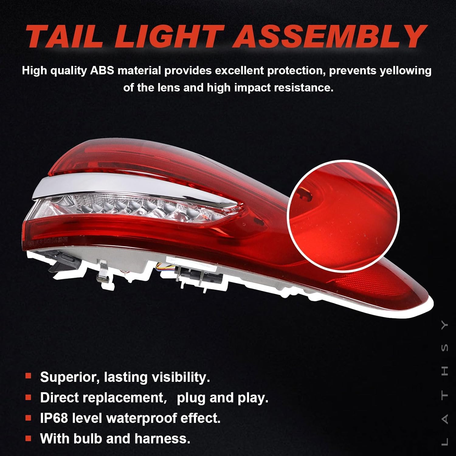 LED Tail Light Compatible With 2017-2020 Ford Fusion Rear Light Taillights Right Passenger Side Replace HS7Z13404J