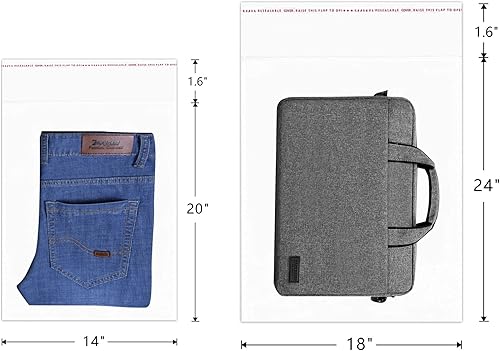 Miniatura 4 de Bolsas de polietileno transparente de 14 x 20 pulgadas, 100 bolsas de celofán de plástico autoadhesivas de 1 mil para ropa, camisetas, regalos