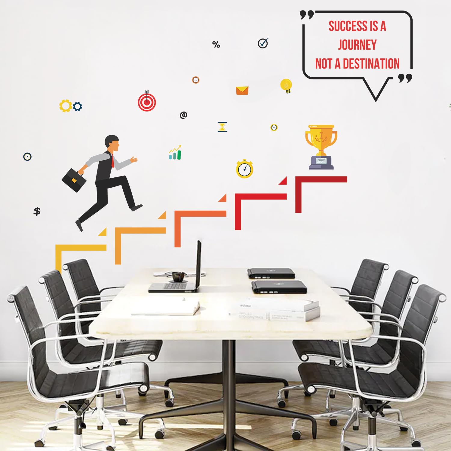 Success is a Journey - Office Inspiration Motivational Quotes Wall Sticker Decal (Multi Colour, Vinyl, Peel & Stick) (Premium Large - 230 x 160 cm)-image-11