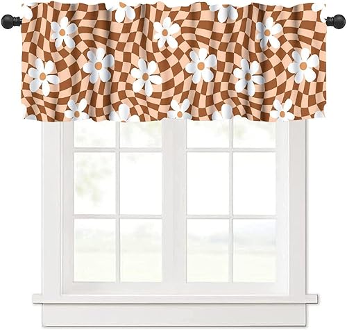 Miniatura 37 de Cenefa de cortina de cocina con diseño de arcoíris retro de los años 60 y 70, diseño de dibujos animados, estilo bohemio, floral, estilo bohemio,