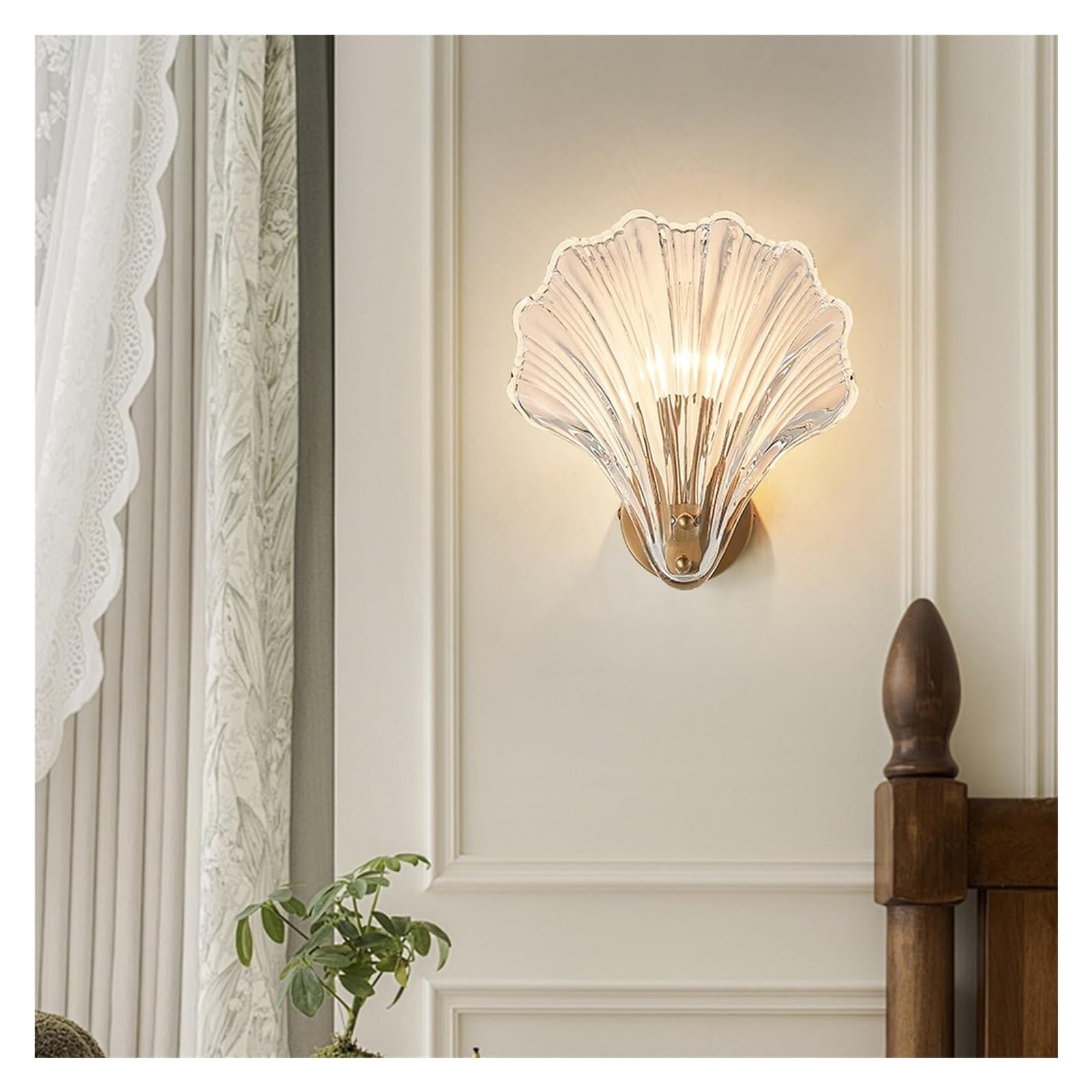 SXSCARKX Shell Shaped Wall Light, E14 Glass Indoor Lights for Living Room, Art Deco Sconce, Modern Lamp Bedrooms & Corridor Bedside Reading Lamps(Style B)