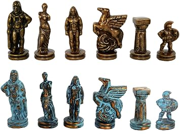 Spartan Warriors Small Chess Set - Blue&Copper - Without Chess Board
