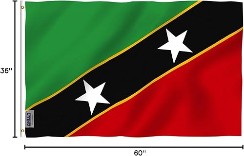 Miniatura 7 de Anley Fly Breeze - Bandera de San Cristóbal y Nieves de 3 x 5 pies, colores vivos y a prueba de decoloración, cabecera de lona y doble costura,