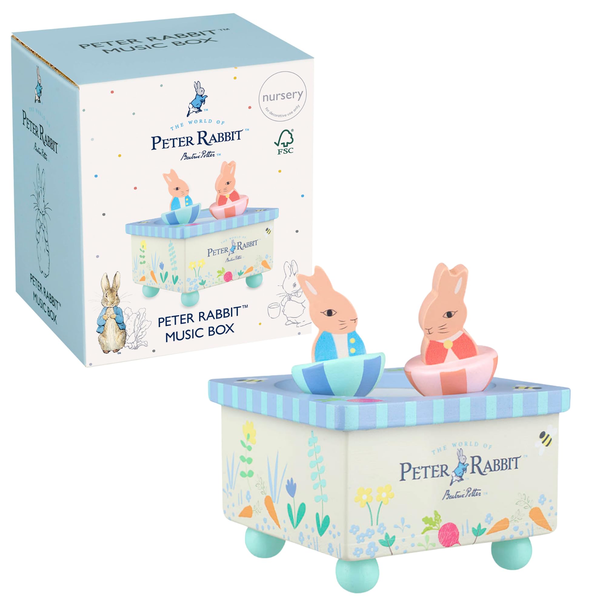 Wooden Music Box Orange Tree Toys Peter Rabbit Music Box For Nursery