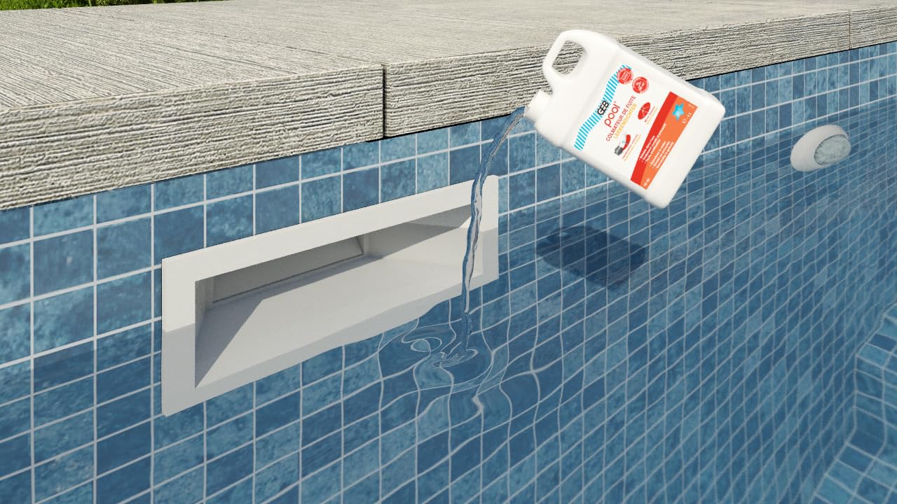 GEB Pool Colmateur de fuites. Liquide colmatant pour la réparation de fuites dans la piscine pour canalisations enterrées et bassin, 1 Litre (Lot de 2)