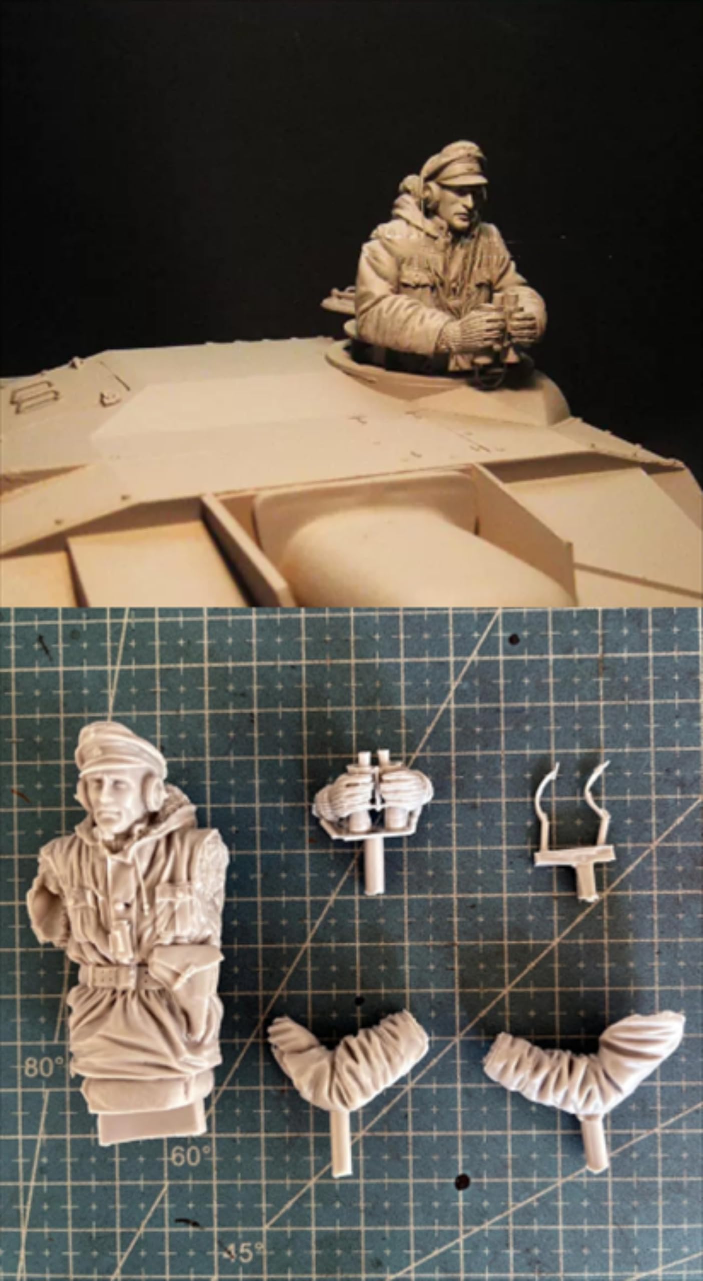 1/16 WWII Deutscher Panzersoldat Resin Modellbausatz unbemalt und unmontiert (ohne Panzer) //6A3J1y