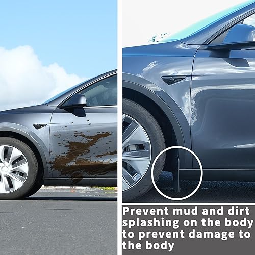 Miniatura 5 de Jawjut Solapas de barro, compatibles con Tesla Model Y, accesorios de protección contra salpicaduras, no requiere perforación, color negro