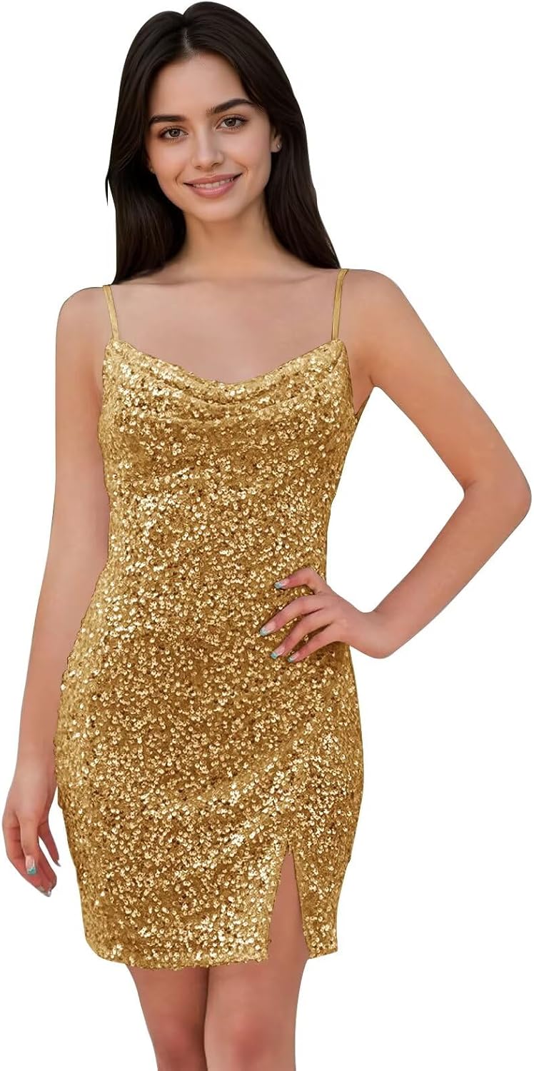 Sparkly Sequin Homecoming Dress Spaghetti Strap 2025 Bodycon Short Backless Lacing Up Corset Cocktail Dresses