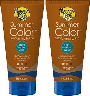 Banana Boat Summer Color Self-Tanning Lotion Twin Pack | Light-Medium, Streak-Free for All Skin Tones, Oil-Free with Aloe & Vitamin E, 6oz Each