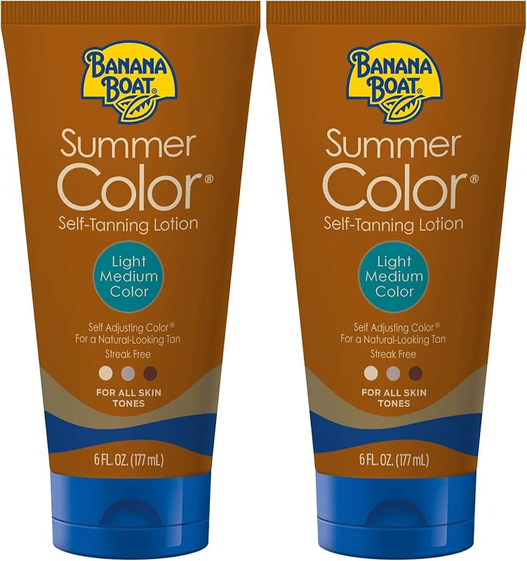 Summer Color Self Tanning Lotion | Light Medium Color for All Skin Tones, Self Tanner Lotion, Sunless Tanning Lotion, Banana Boat Self Tanner, 6oz each Twin Pack