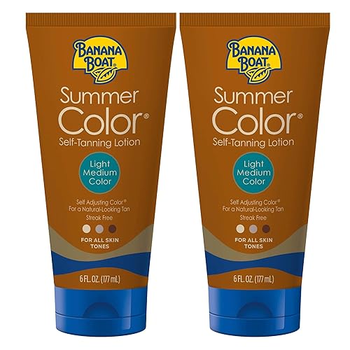 Banana Boat Summer Color - Loción autobronceadora  Color medio claro para todos los tonos de piel, loción autobronceadora, loción bronceadora sin