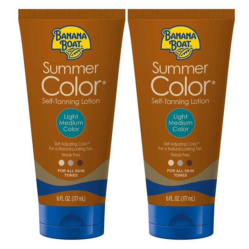 Loção autobronzeadora Banana Boat Summer Color Light Medium, Pacote com 2 frascos de 177 mL