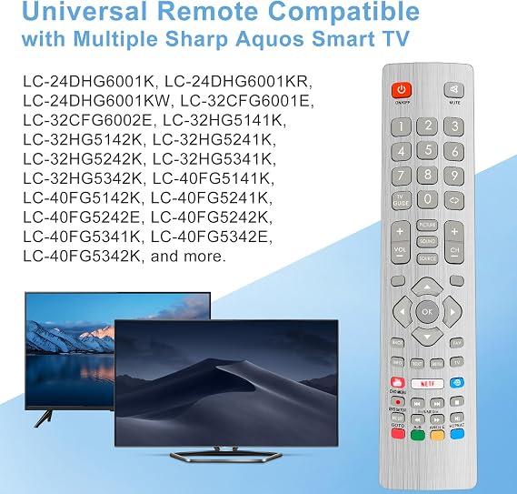 Replacement Sharp TV Remote Control with 2 Shortcuts Button, Universal Remote Control for Sharp Aquos TV, No Setup Required