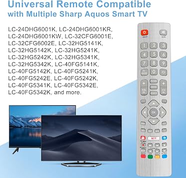 Replacement Sharp TV Remote Control with 2 Shortcuts Button, Universal Remote Control for Sharp Aquos TV, No Setup Required