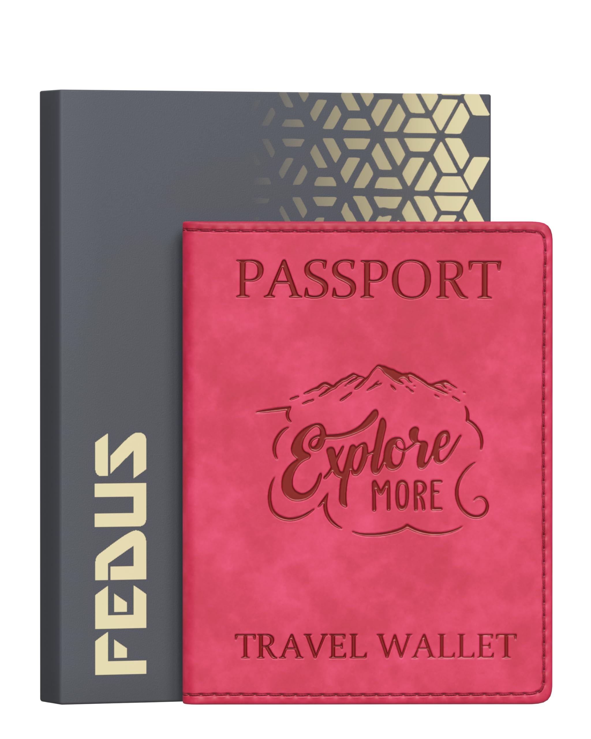 FEDUS Custodia per passaporto di alta qualità per uomini e donne, con carte di credito/debito, carta d'identità, biglietti, valuta, scomparti per carte d'imbarco, protezione RFID, organizer per