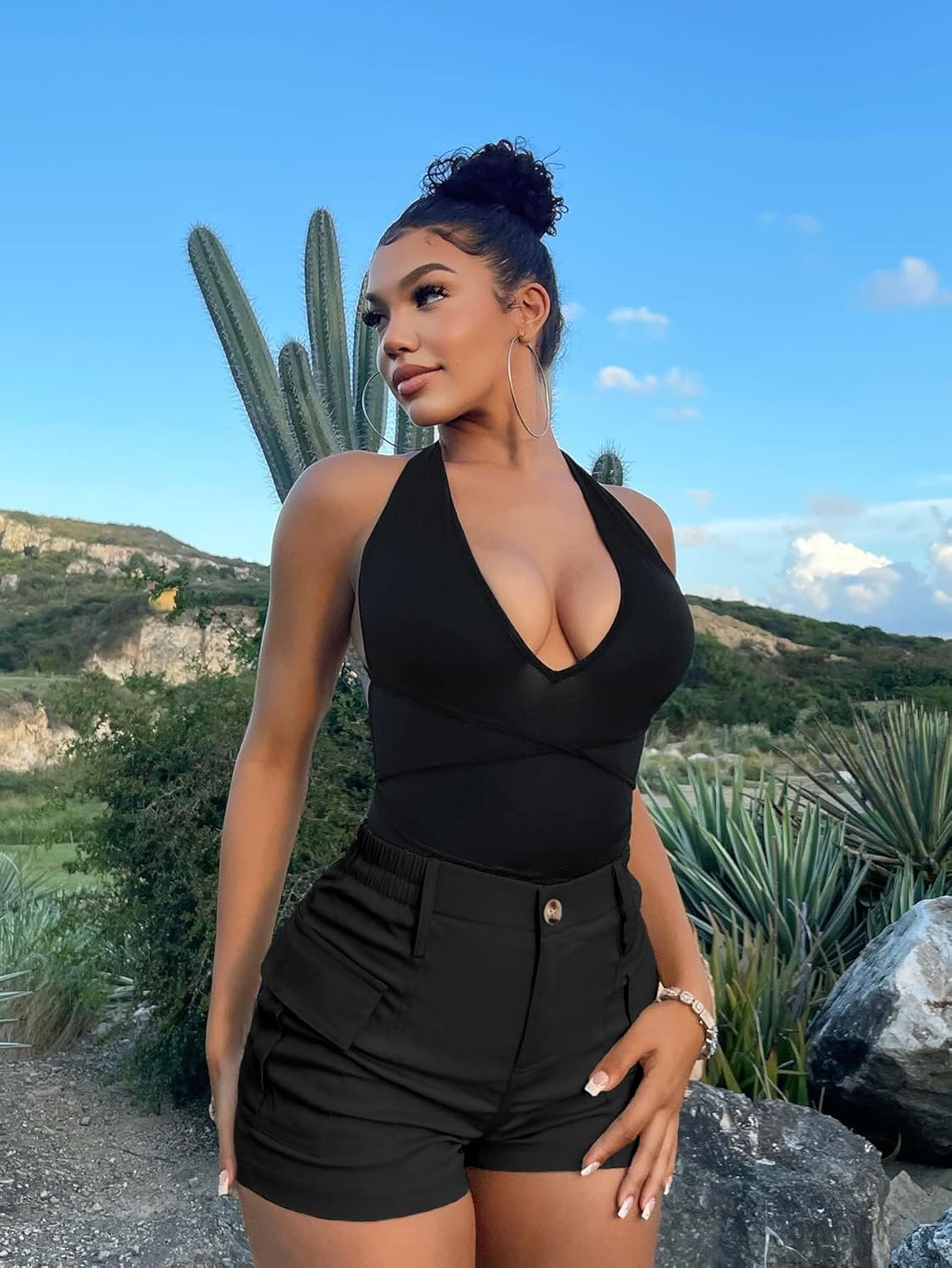 ELLEVEN Women's Y2K Mini Cargo Shorts with Pockets – Stylish Sexy Summer Streetwear - Image 2