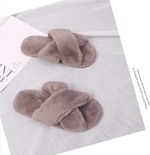 Vista 5 de HUMIWA - Pantuflas de piel sintética para mujer, cálidas, sandalias con puntera abierta, para hombres y mujeres