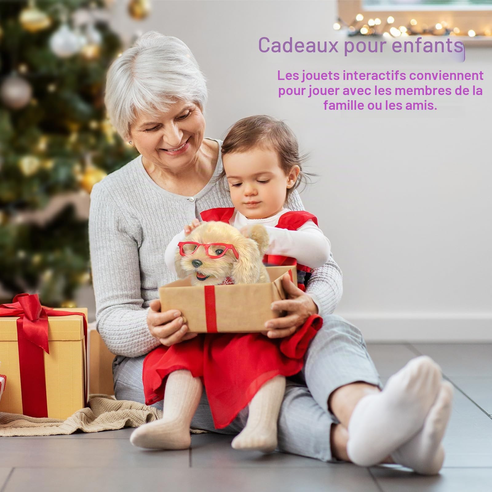Golden Retriever Électronique Interactif Qui Marche et Aboie, Peluche avec Kit Vétérinaire & Laisse, Jouet Robot Chien Éducatif pour Enfants 3-7 Ans (Beige)