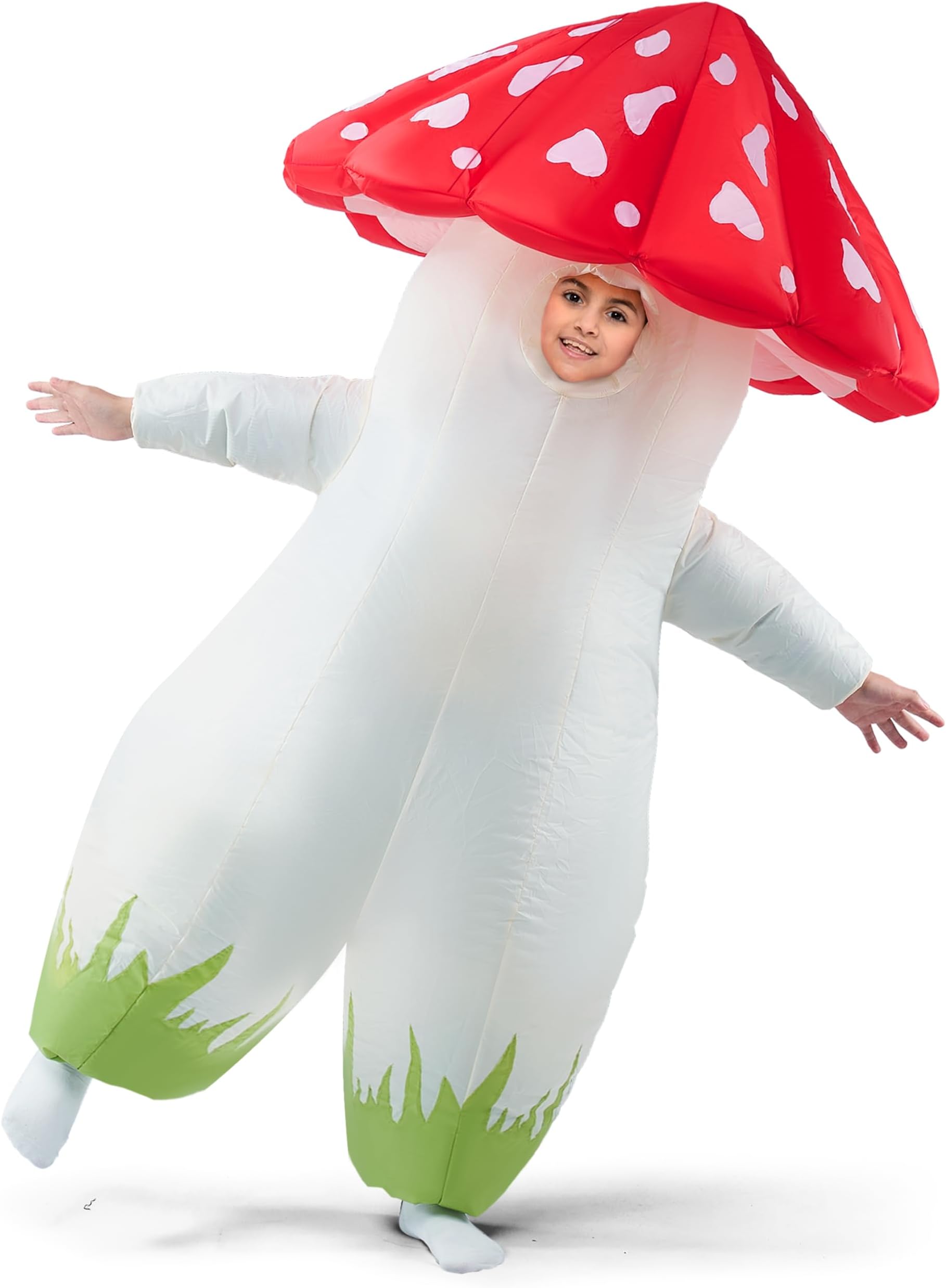 Spooktacular Creations Kids Inflatable Costume, Full Body Mushroom Blow Up Costume, Funny Deluxe Halloween Inflatable Suit for Dress Up Parties