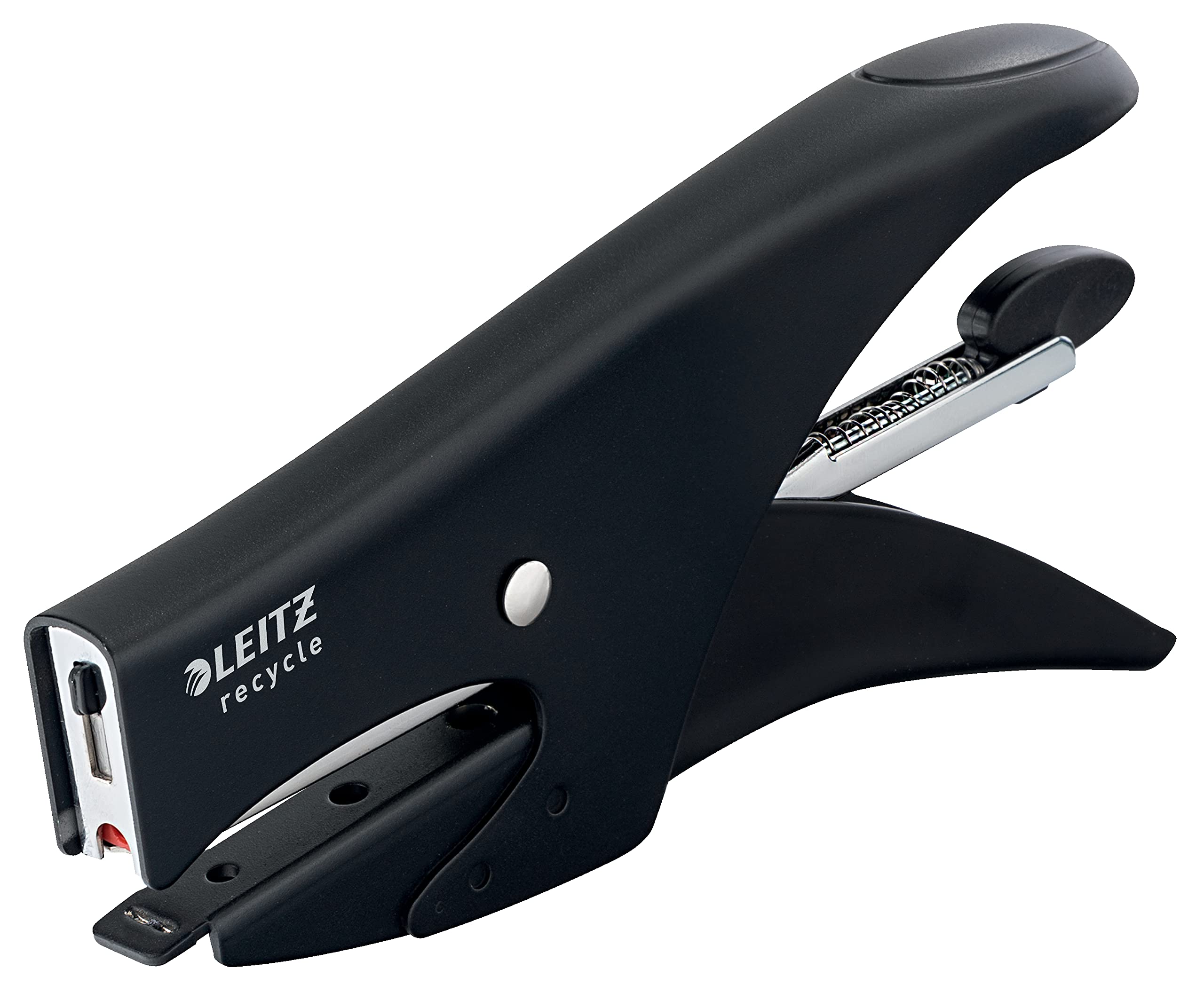 Leitz NeXXt Heftzange, Hefter mit Hinterlademechanik, Strapazierfähiges Zubehör für Zuhause/Büro, Metall, 100 % Recycelbar, CO2-Neutral, Recycle Sortiment, Schwarz, 56460095